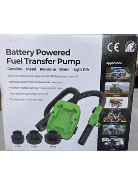 Battery Powered Fuel Transfer Pump Gasoline Diesel Kerosene Water & Light Oils